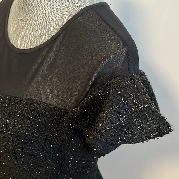 Flared Boucle and Sheer Dress NWOT, Size M - Picture 6 of 13